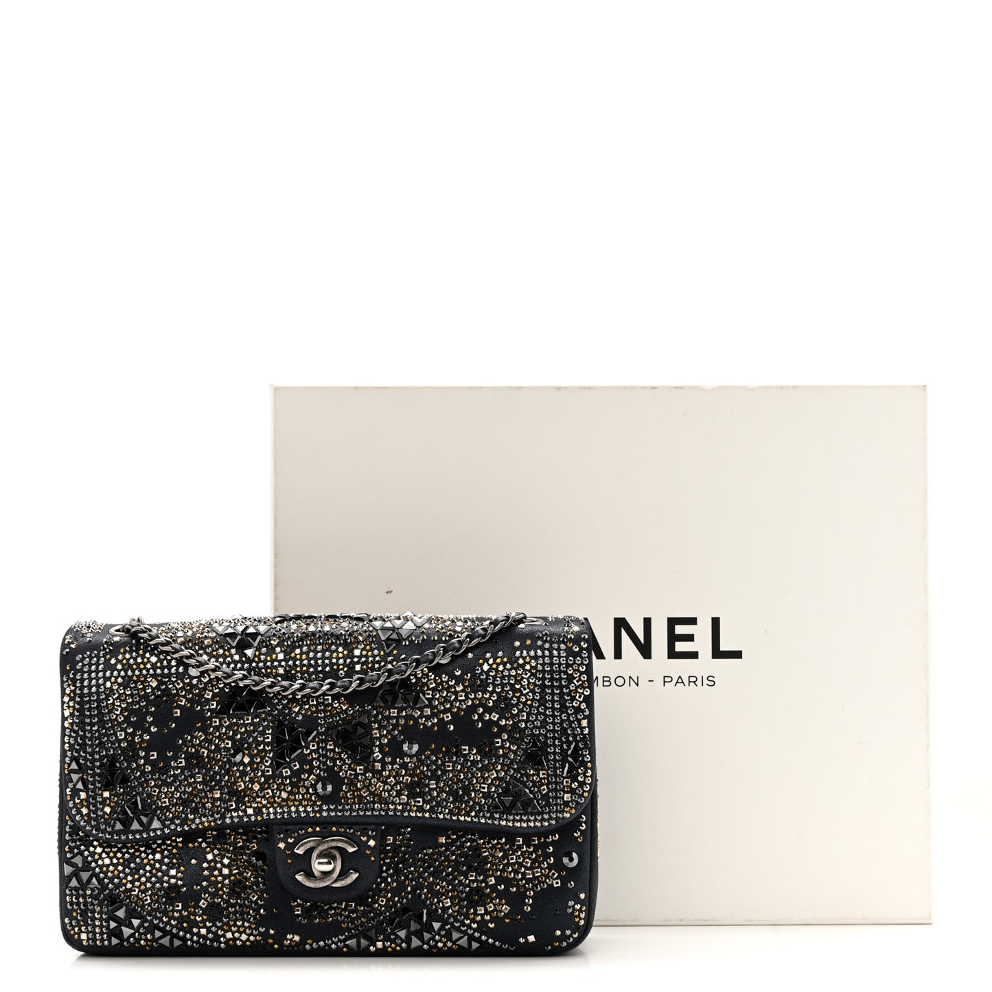 Oxidized Goatskin Strass Buonasera Medium Flap Dark Blue