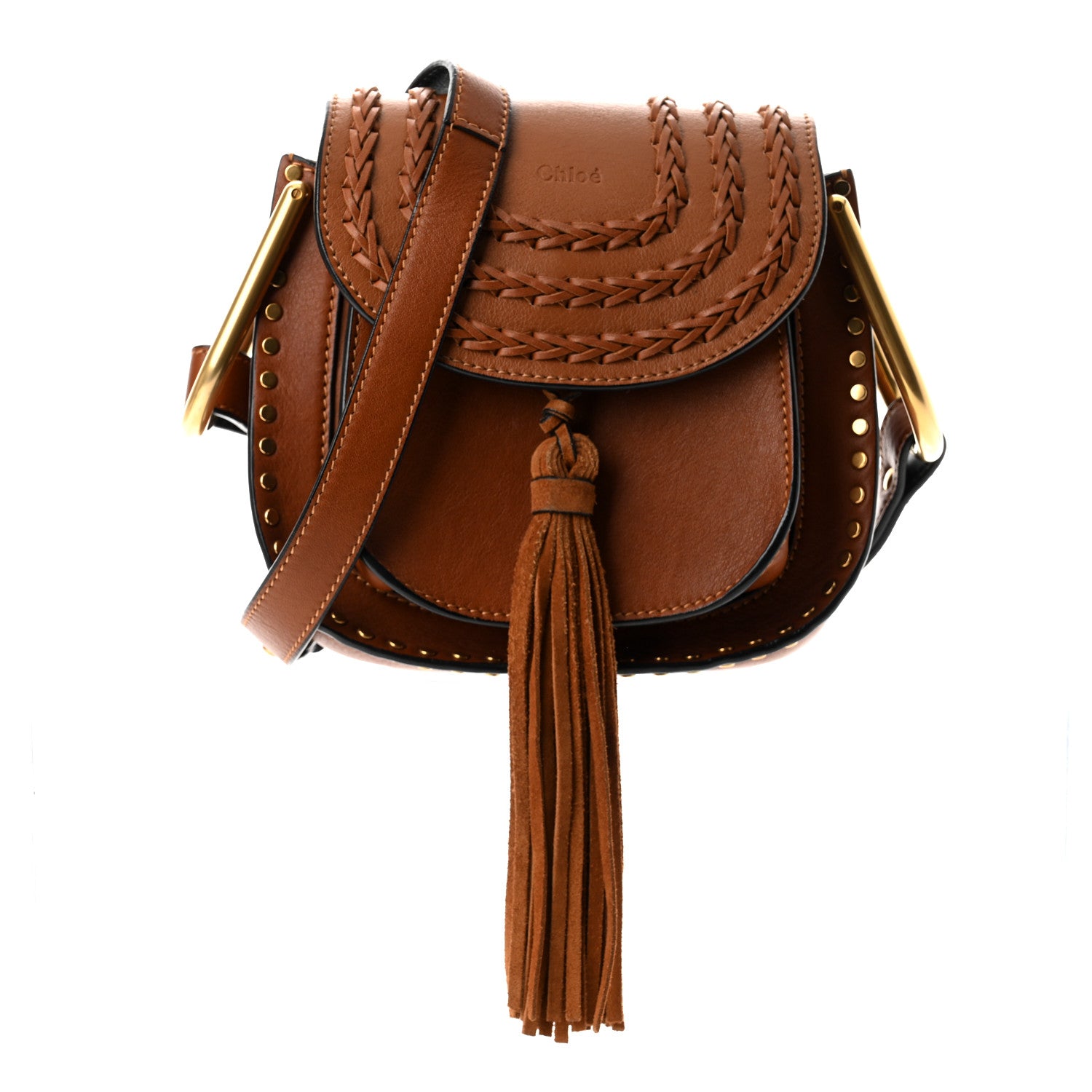 Chloe Calfskin Braided Mini Hudson Shoulder Bag Caramel 1 of 10
