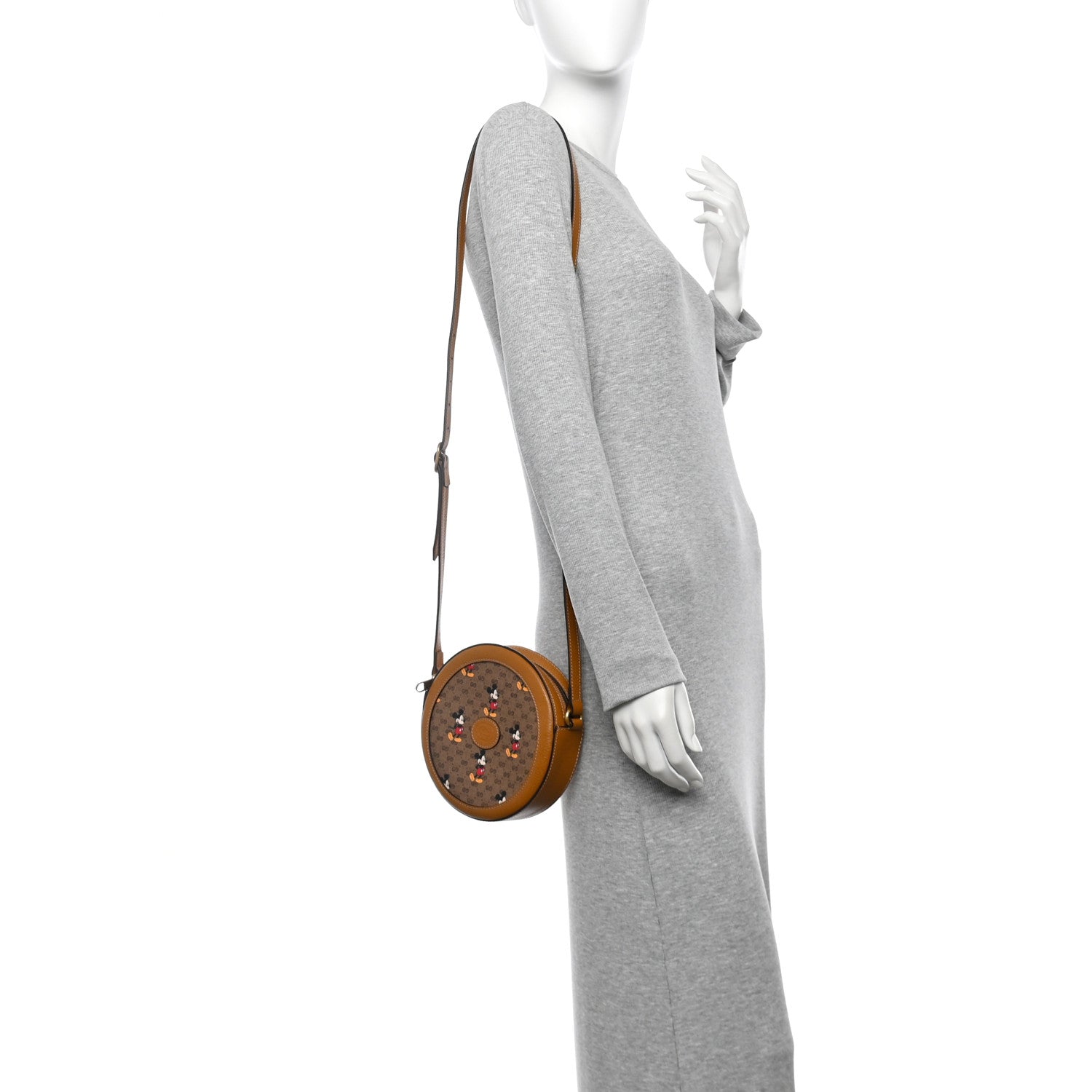 Gucci X DISNEY Mini Vintage GG Supreme Monogram Mickey Mouse Round Shoulder Bag Beige Vintage Sun Oil 2 of 10