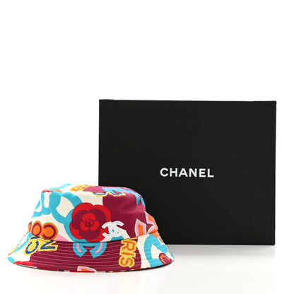 Chanel Cotton Cloche Bucket Hat L Pink Red White Turquoise 9 of 9