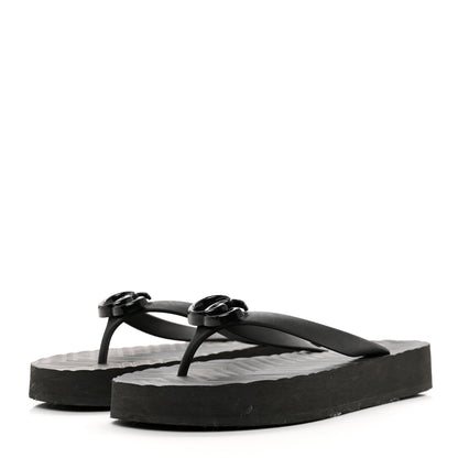 Gucci Rubber Chevron Womens GG Thong Sandals 41 Black 3 of 8
