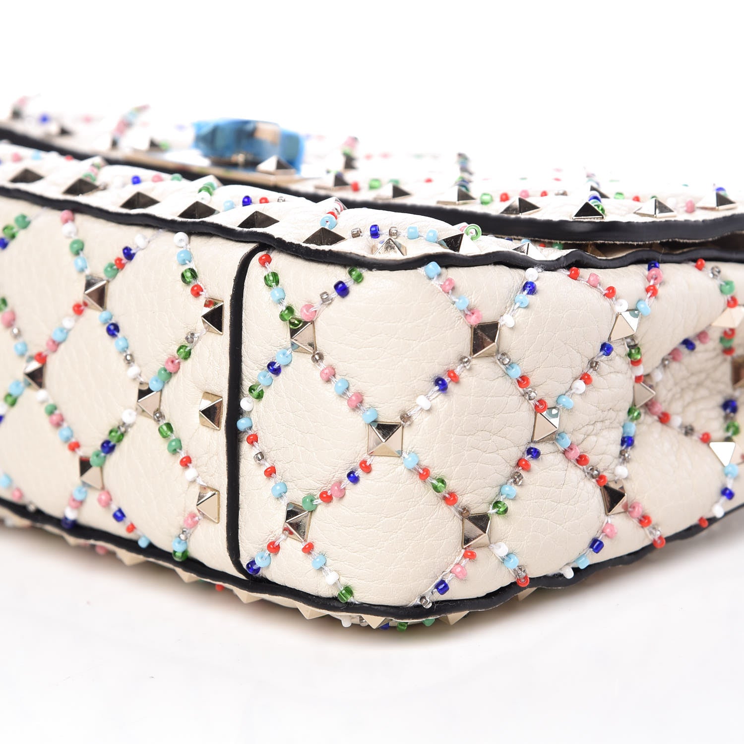 Valentino Garavani Grained Calfskin Beaded Small Rockstud Spike Shoulder Bag Multicolor 9 of 9