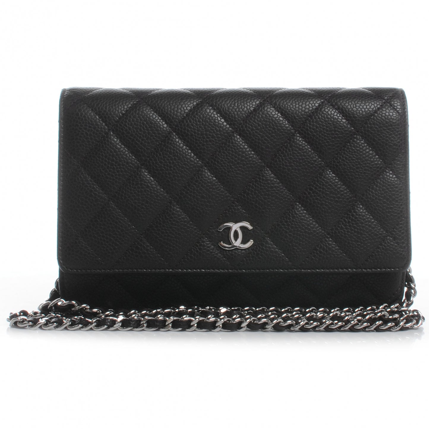 Caviar Quilted Wallet on Chain WOC Dark Brown