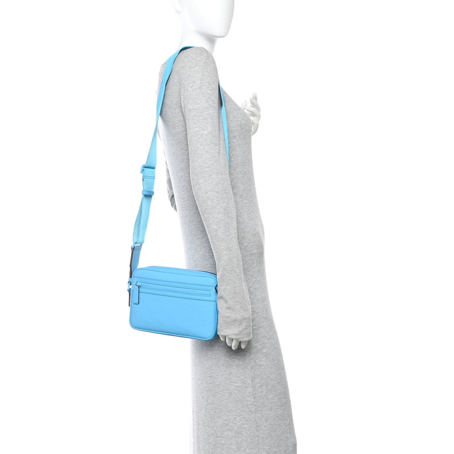 Gucci Rubber Effect Monogram GG Crossbody Bag Bright Blue 2 of 11