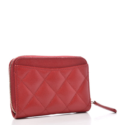 Chanel Caviar Quilted Zip Coin Purse Red 3 of 8