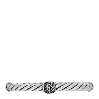 David Yurman Sterling Silver Diamond 6mm Metro Cable Station Bangle Bracelet 1 of 3