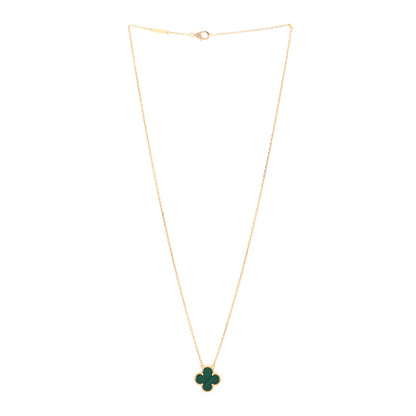 Van Cleef & Arpels 18K Yellow Gold Malachite Vintage Alhambra Pendant Necklace 3 of 4