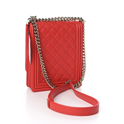 Chanel Calfskin Quilted North South Boy Flap Red 3 of 10