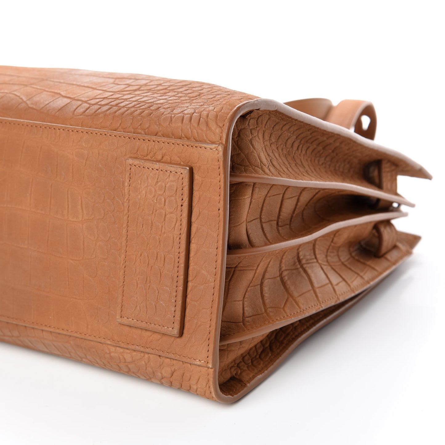 Crocodile Embossed Suede Small Supple Sac de Jour Tan