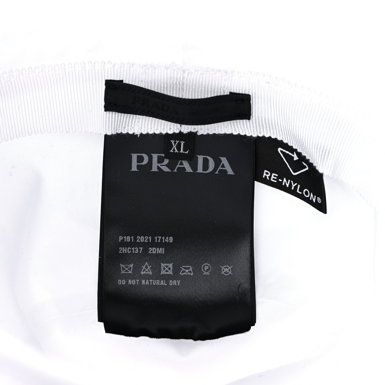 Prada Re-Nylon Metal Triangle Logo Mens Bucket Hat XL White 7 of 8