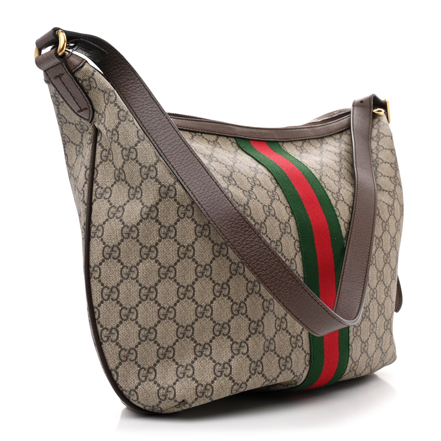 Gucci GG Supreme Monogram Web Ophidia Half Moon Hobo Brown 3 of 13
