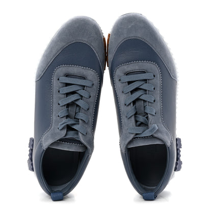 Hermes Sport Goatskin Suede Goatskin Womens Bouncing Sneakers 39 Bleu Mer 2 of 9