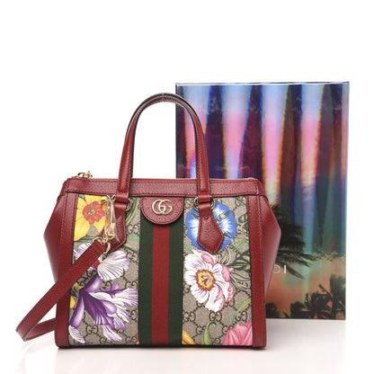 Gucci GG Supreme Monogram Flora Web Small Ophidia Tote Bag Red 10 of 10