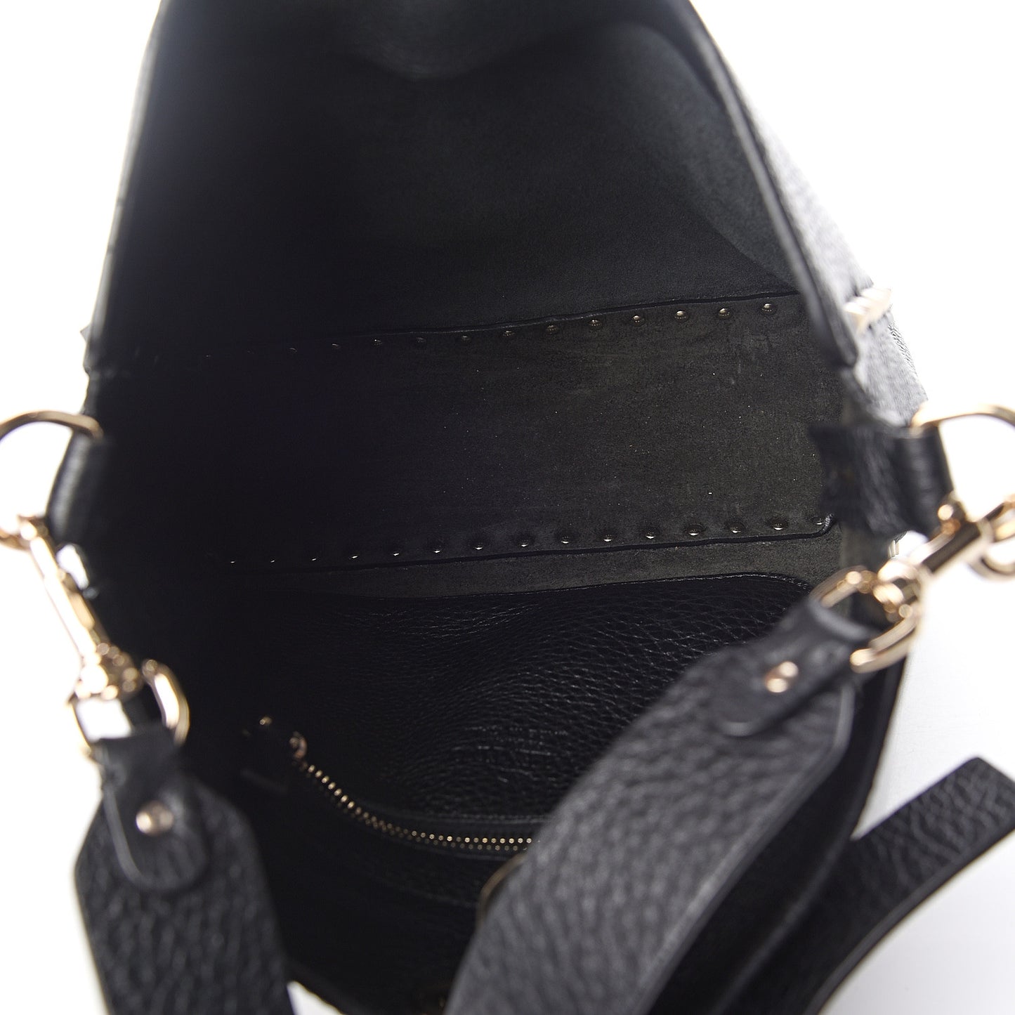 Pebbled Calfskin Small Rockstud Flip-Lock Messenger Bag Black