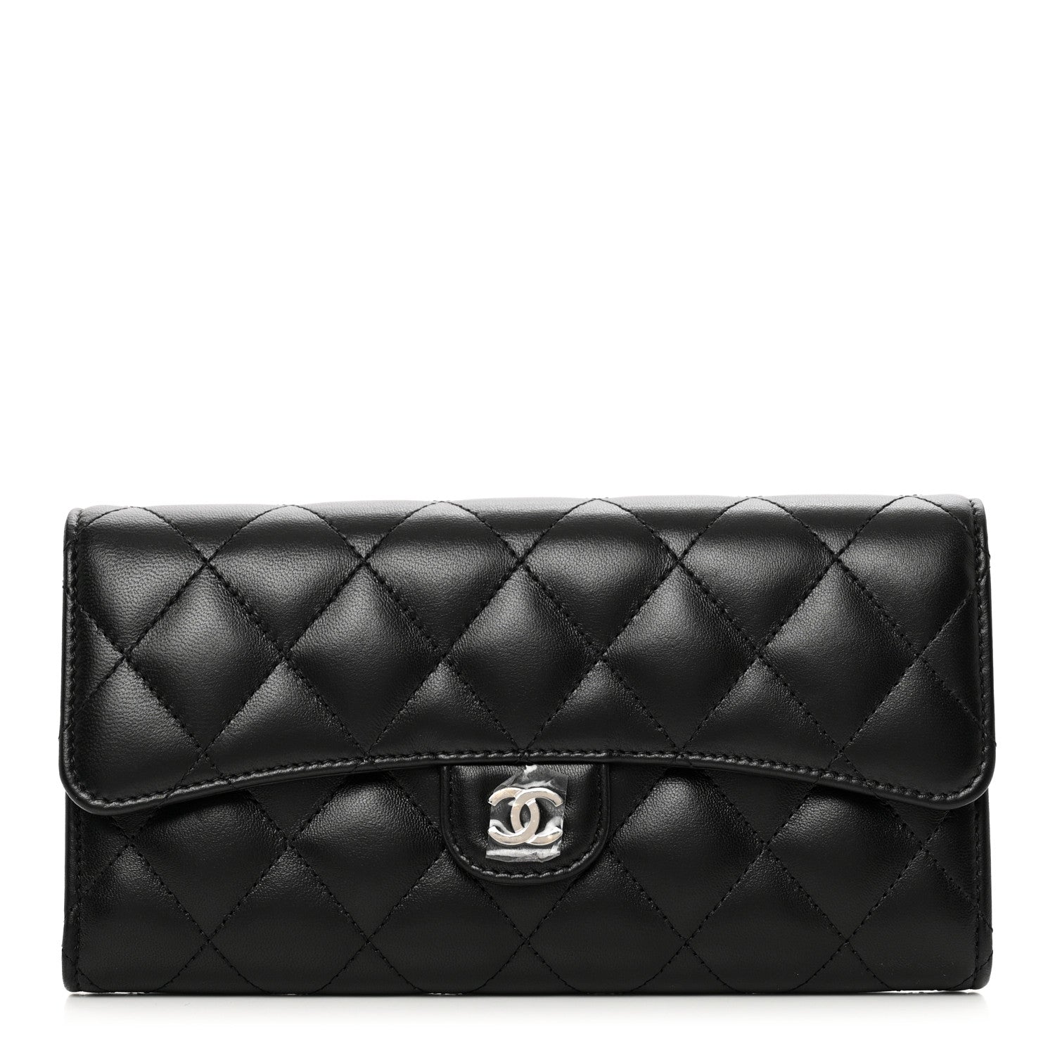 Chanel Lambskin Quilted Large Gusset Flap Wallet Black 1 of 8