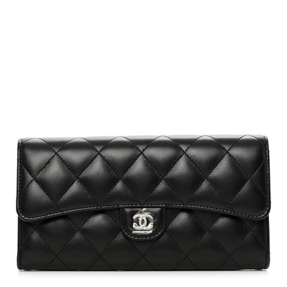 Chanel Lambskin Quilted Large Gusset Flap Wallet Black 1 of 8