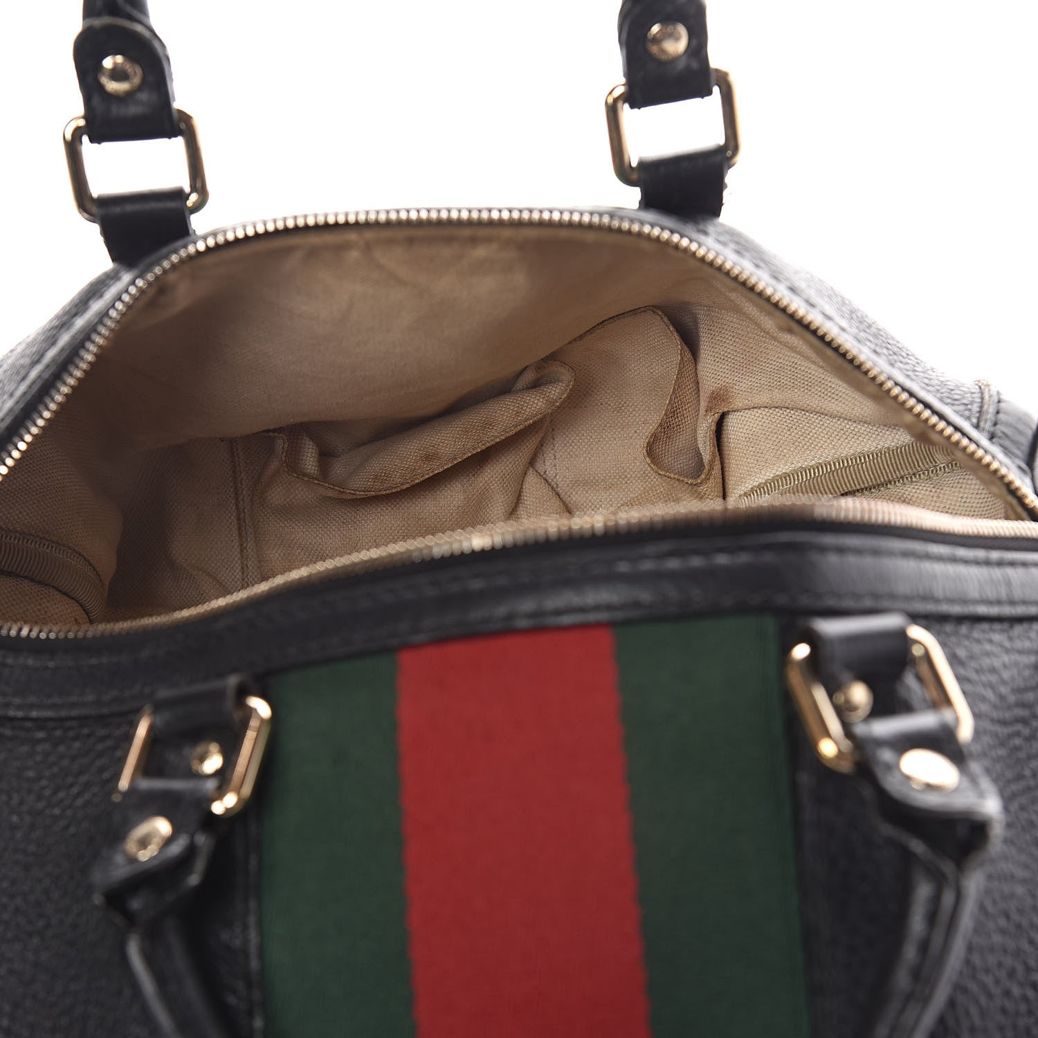 Gucci Calfskin Vintage Web Medium Boston Black 7 of 12