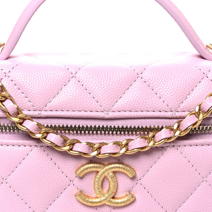 Chanel Caviar Quilted Textured CC Top Handle Slim Vanity With Chain Light Pink 8 of 11