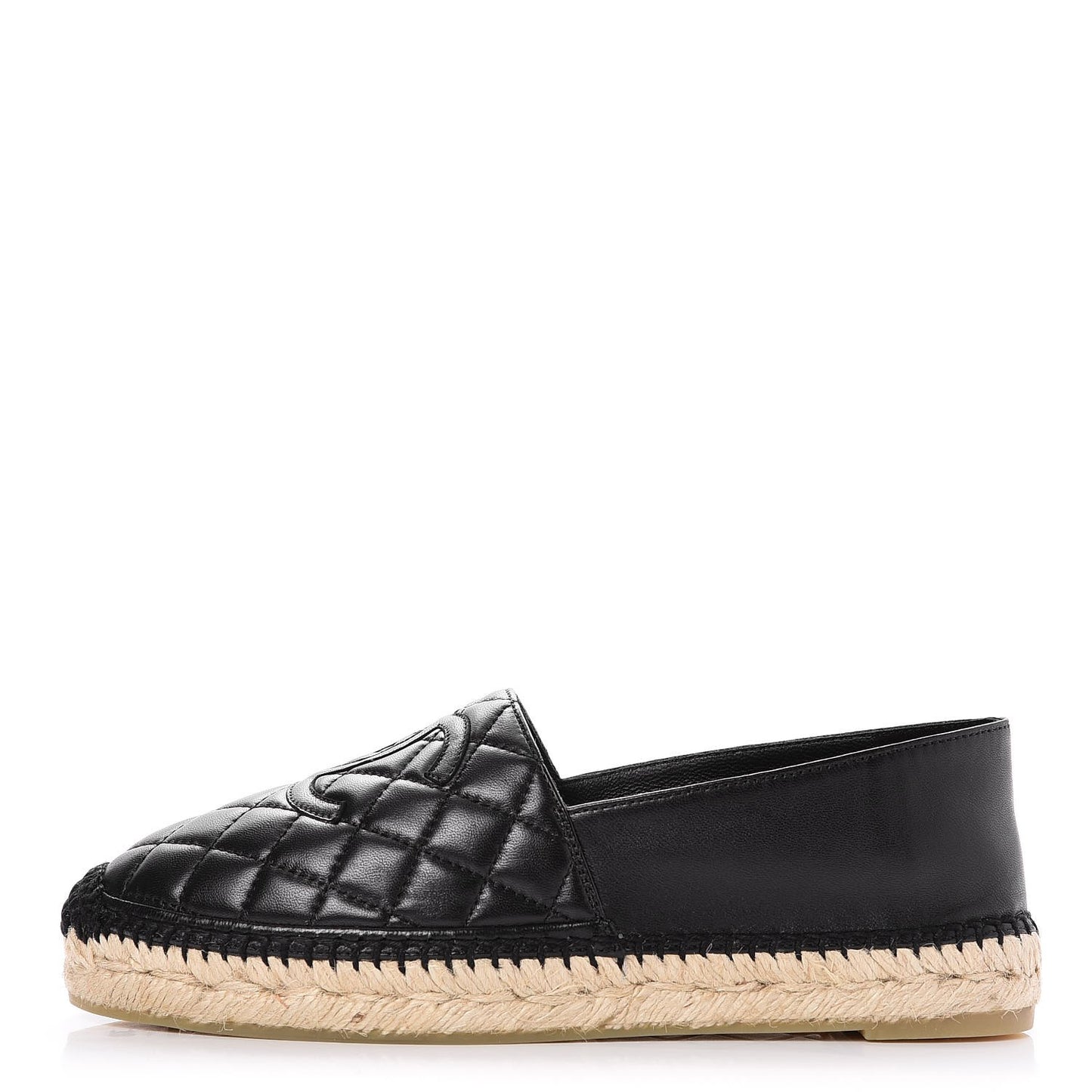 Lambskin Quilted CC Espadrilles 38 Black