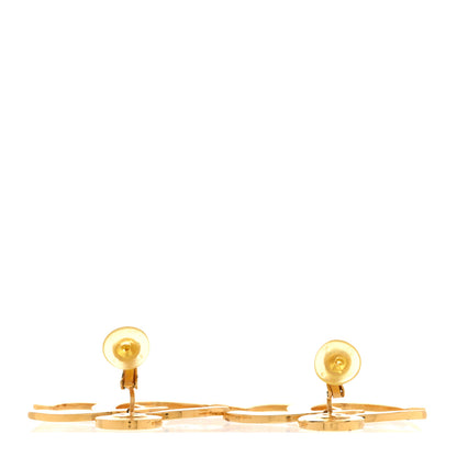 Chanel Metal Large Paris Button Clip On Earrings Gold 3 of 6