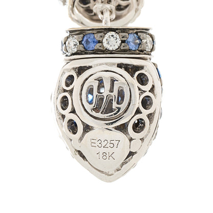 John Hardy 18K White Gold Diamond Lapis Lazuli Sapphire Cinta Drop Earrings 4 of 4