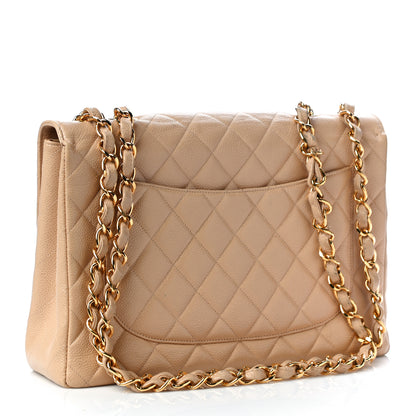 Chanel Caviar Quilted Jumbo Single Flap Beige 2 of 28