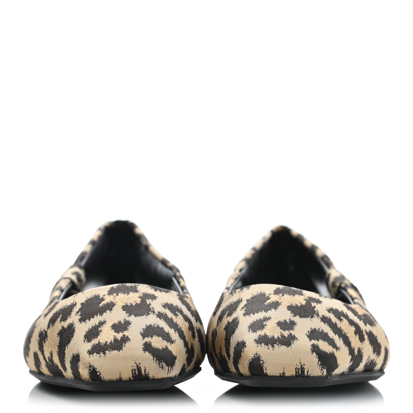 Nylon Leopard Print Mizza Slingback Flat 38.5 Beige Multicolor