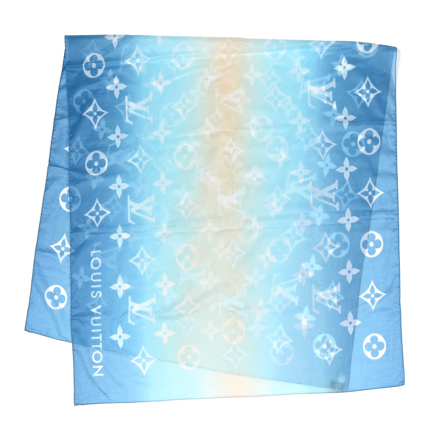 Louis Vuitton Cotton Gradient Monogram By The Pool Pareo Stole Blue 2 of 4