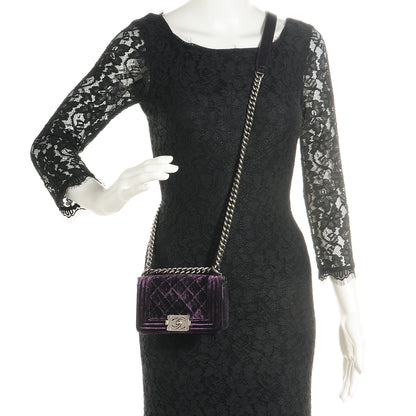 Chanel Velvet Mini Boy Flap Purple 2 of 9