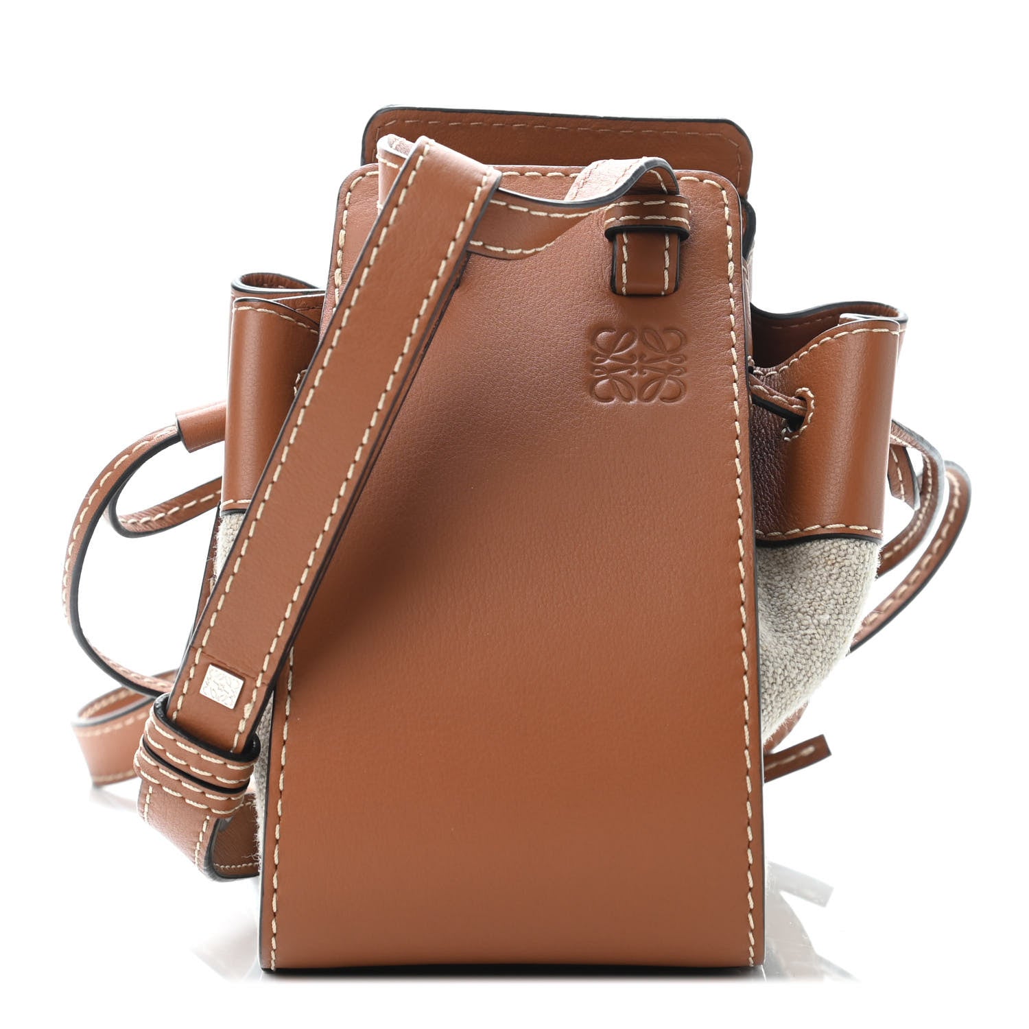 Loewe Calfskin Canvas Mini Hammock Shoulder Bag Natural Tan 1 of 4