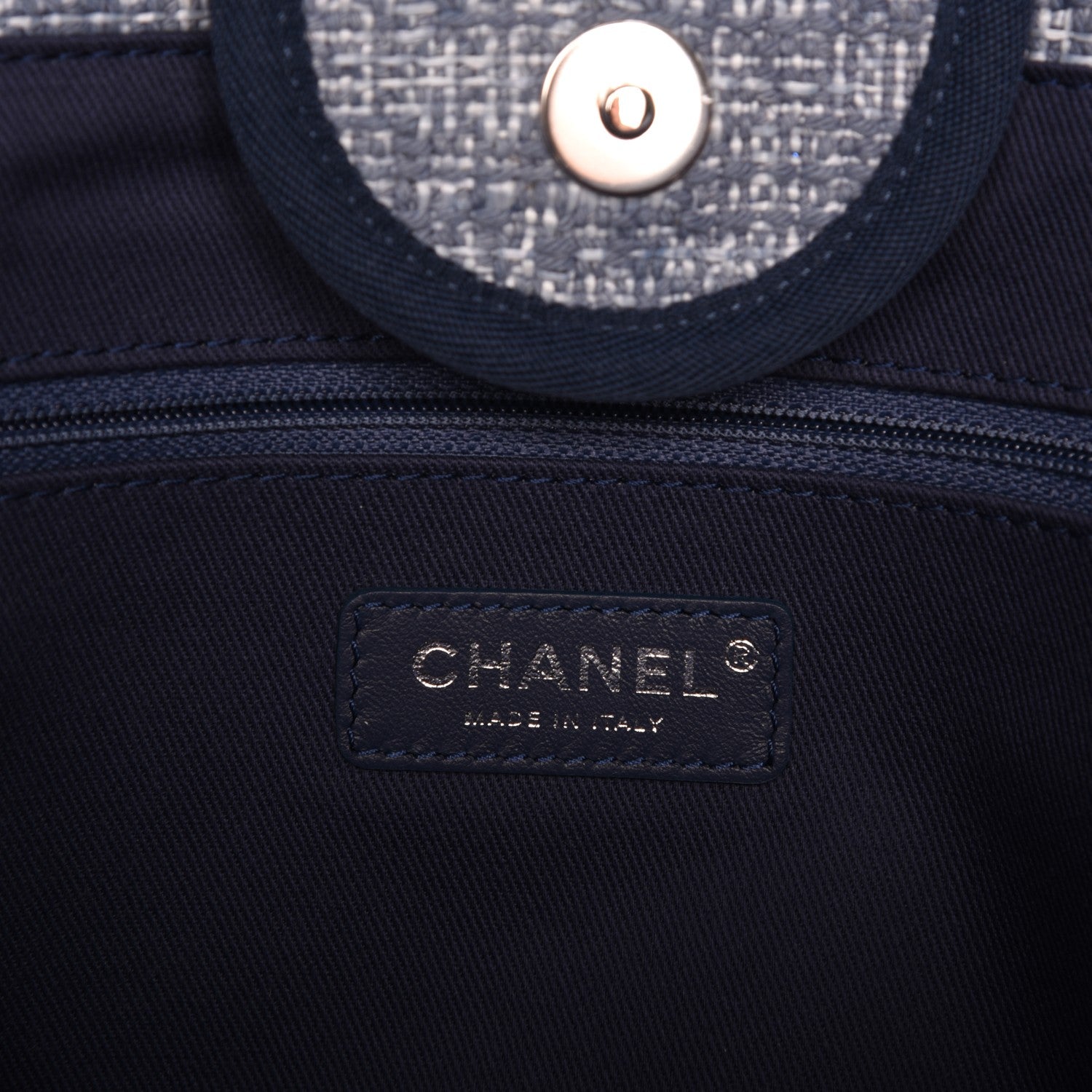 Chanel Woven Straw Raffia Large Deauville Tote Blue 7 of 9