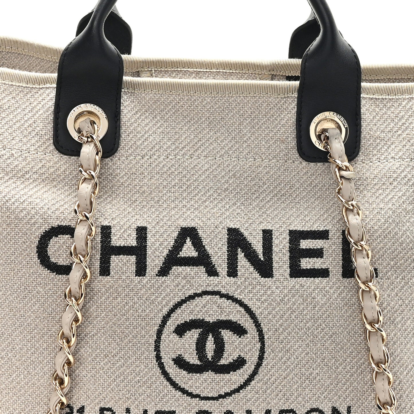 Mixed Fibers Medium Deauville Tote Beige Black