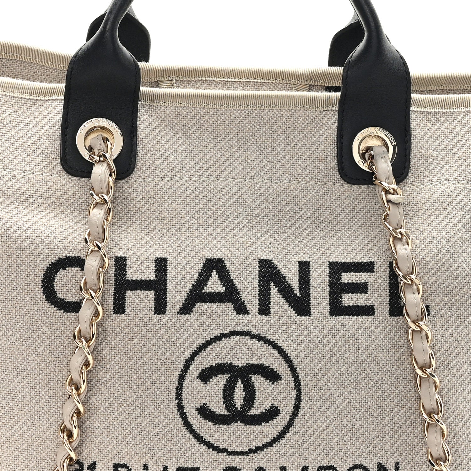 Chanel Mixed Fibers Medium Deauville Tote Beige Black 9 of 11