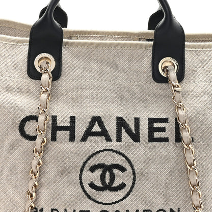 Chanel Mixed Fibers Medium Deauville Tote Beige Black 9 of 11
