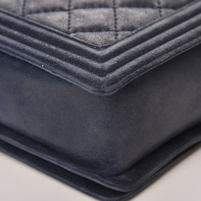 Chanel Goatskin Quilted Medium Gentle Boy Flap Navy Blue 12 of 17