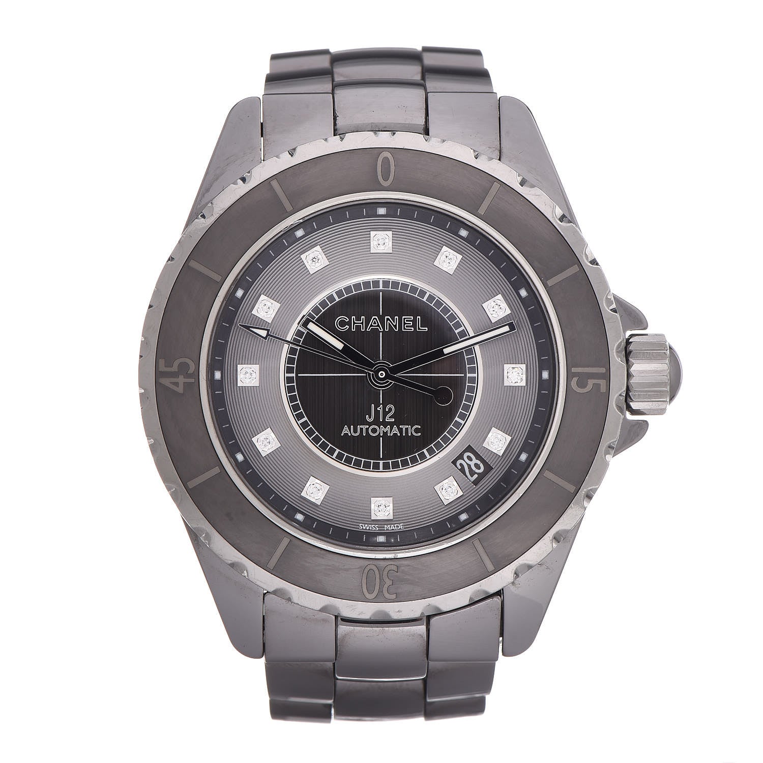 Chanel Titanium Ceramic Diamond 38mm J12 Automatic Watch 1 of 6