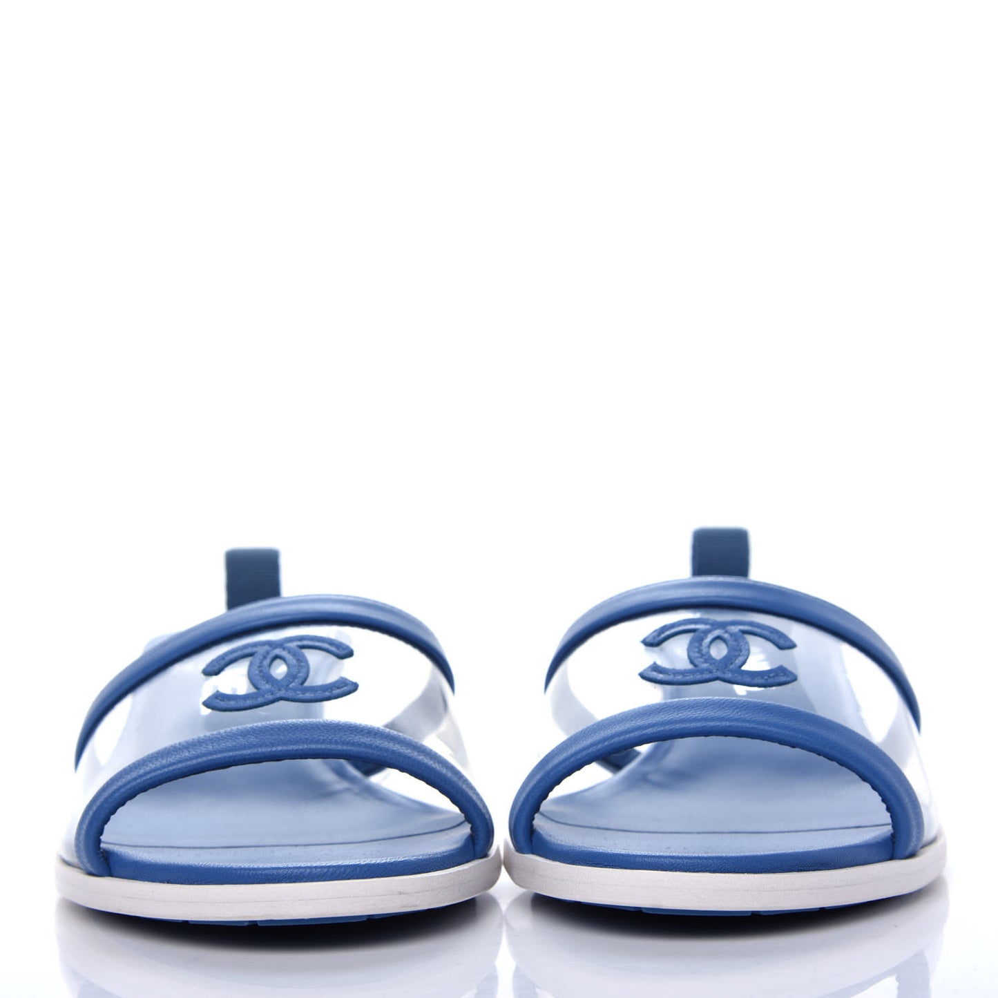 Lambskin PVC Logo Mule 37 Transparent Blue