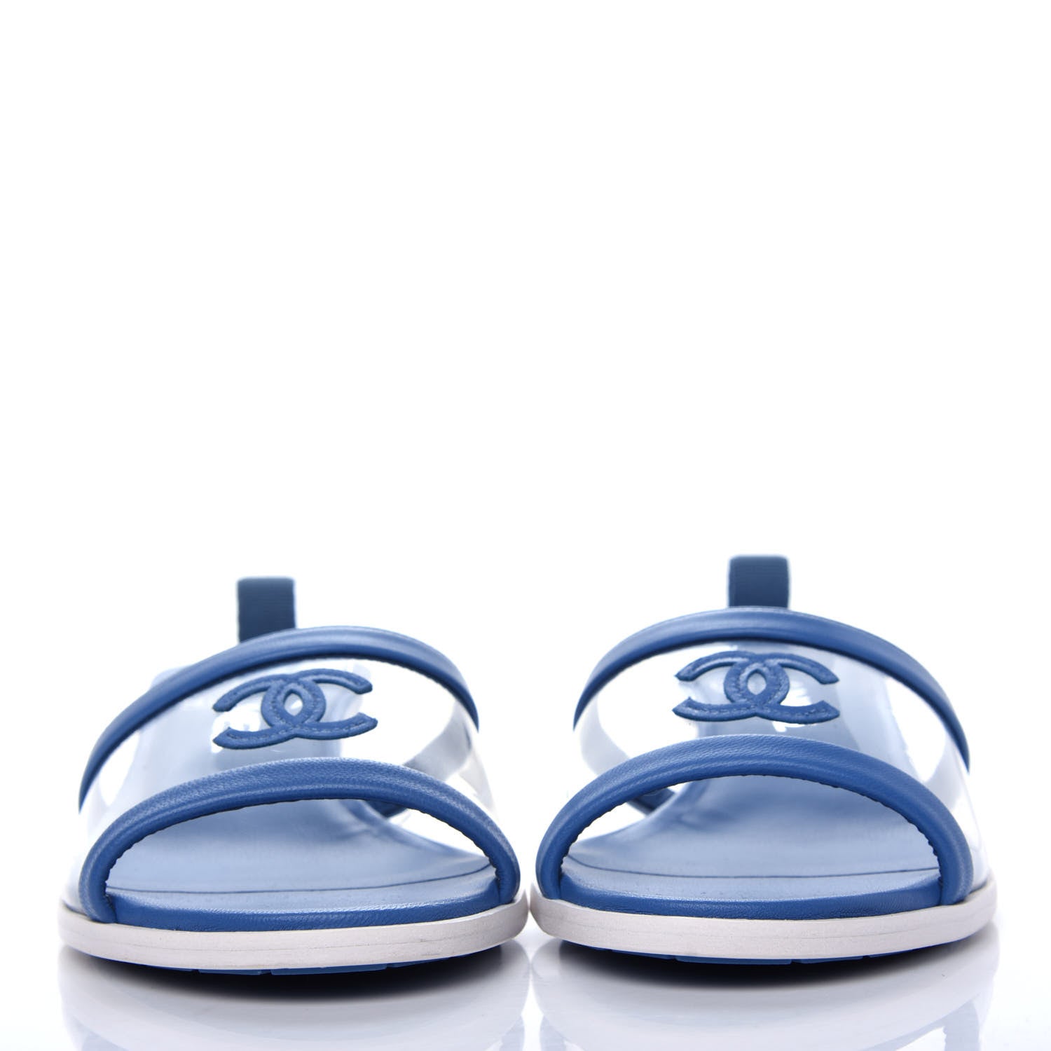Chanel Lambskin PVC Logo Mule 37 Transparent Blue 2 of 10