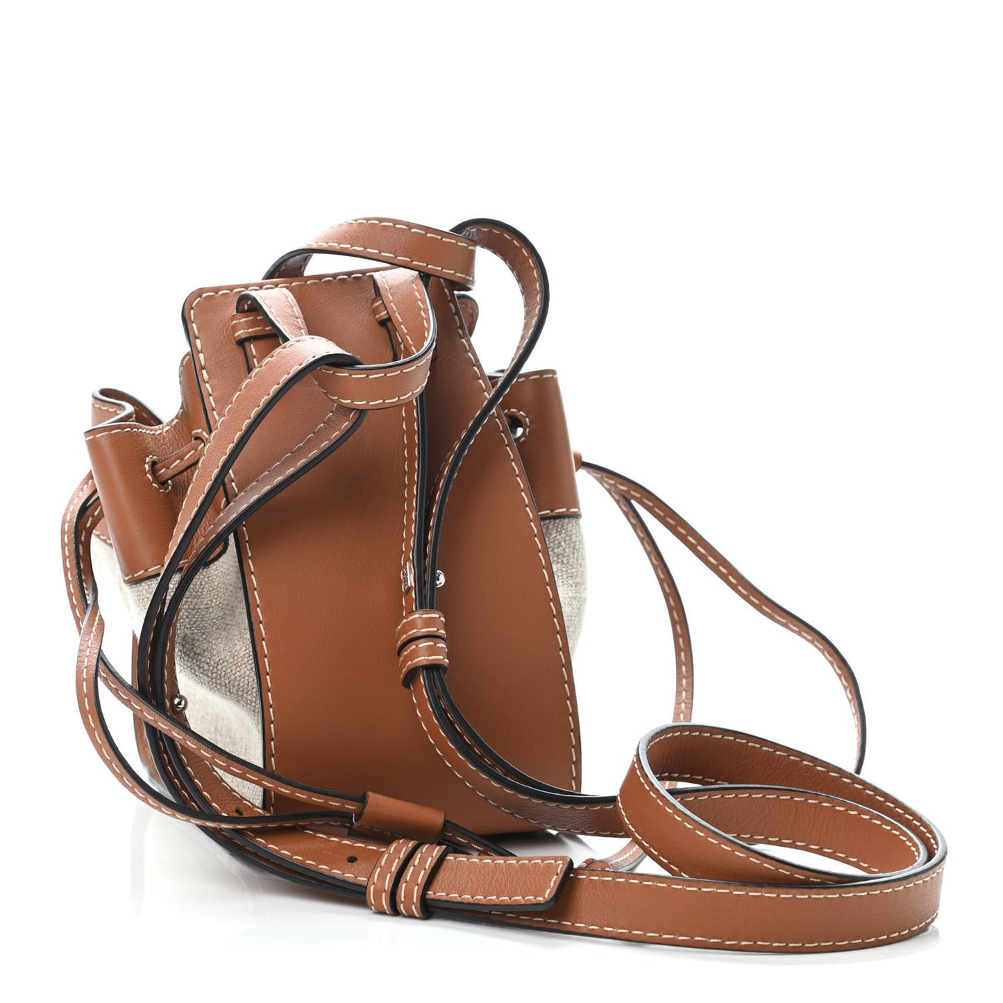 Calfskin Canvas Mini Hammock Shoulder Bag Natural Tan