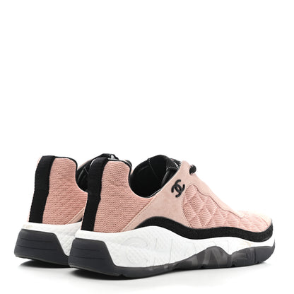 Chanel Mesh Suede Calfskin Quilted Sneakers 41 Black Pink 4 of 16