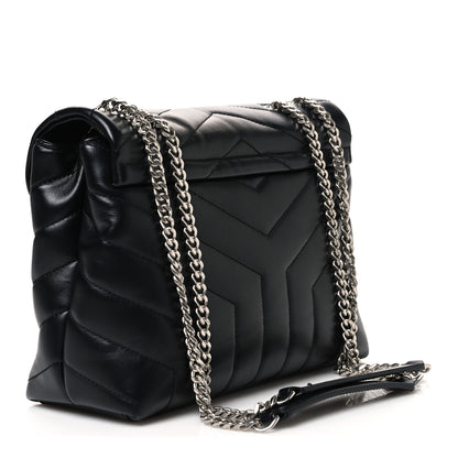 Saint Laurent Calfskin Y Quilted Monogram Small Loulou Chain Satchel Black Black 3 of 11