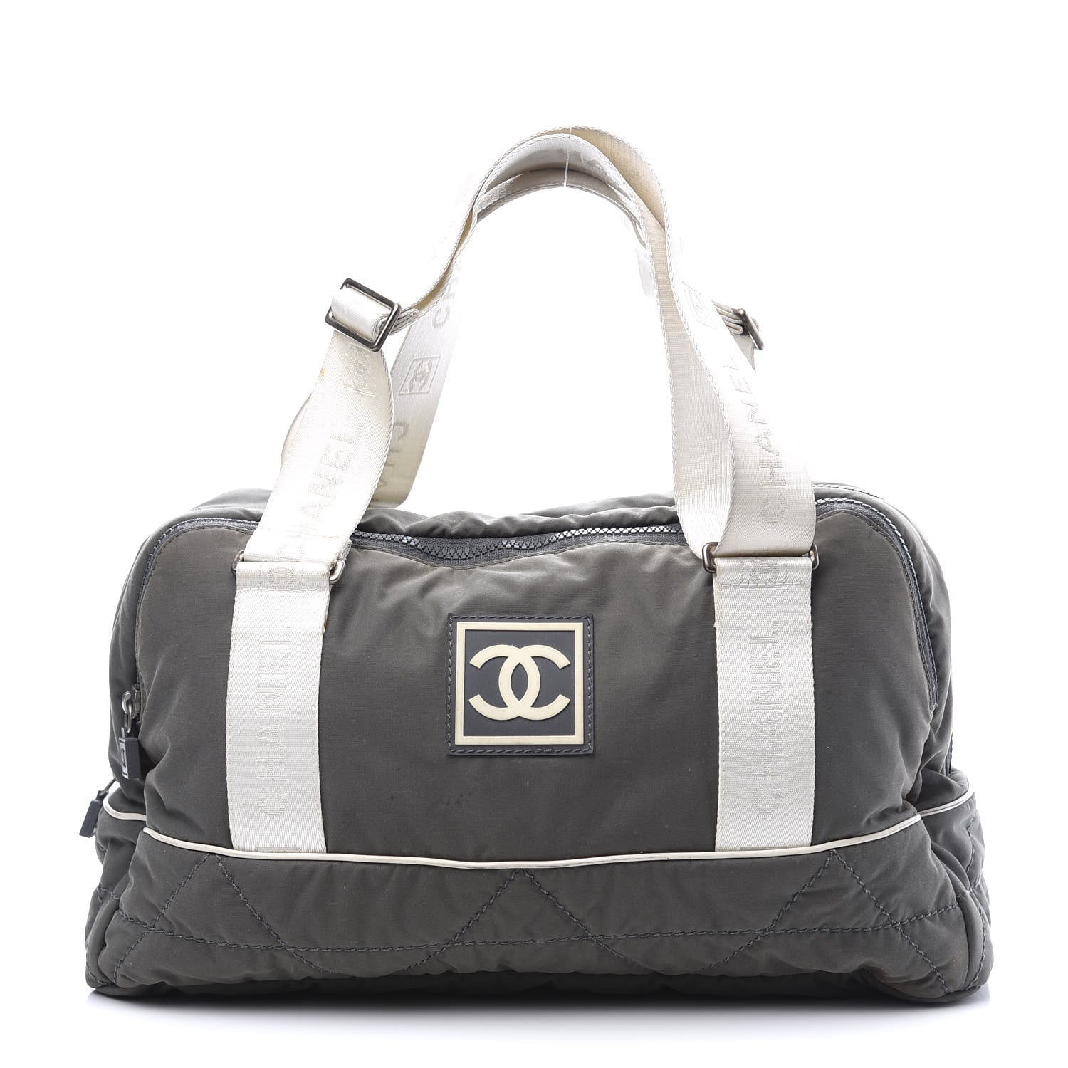 Chanel Nylon Sport Logo Duffel Grey White 1 of 11