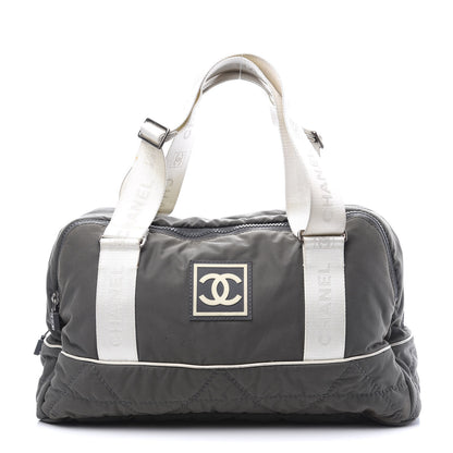 Chanel Nylon Sport Logo Duffel Grey White 1 of 11