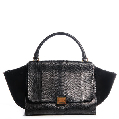 Celine Python and Suede Small Trapeze Black 1 of 8