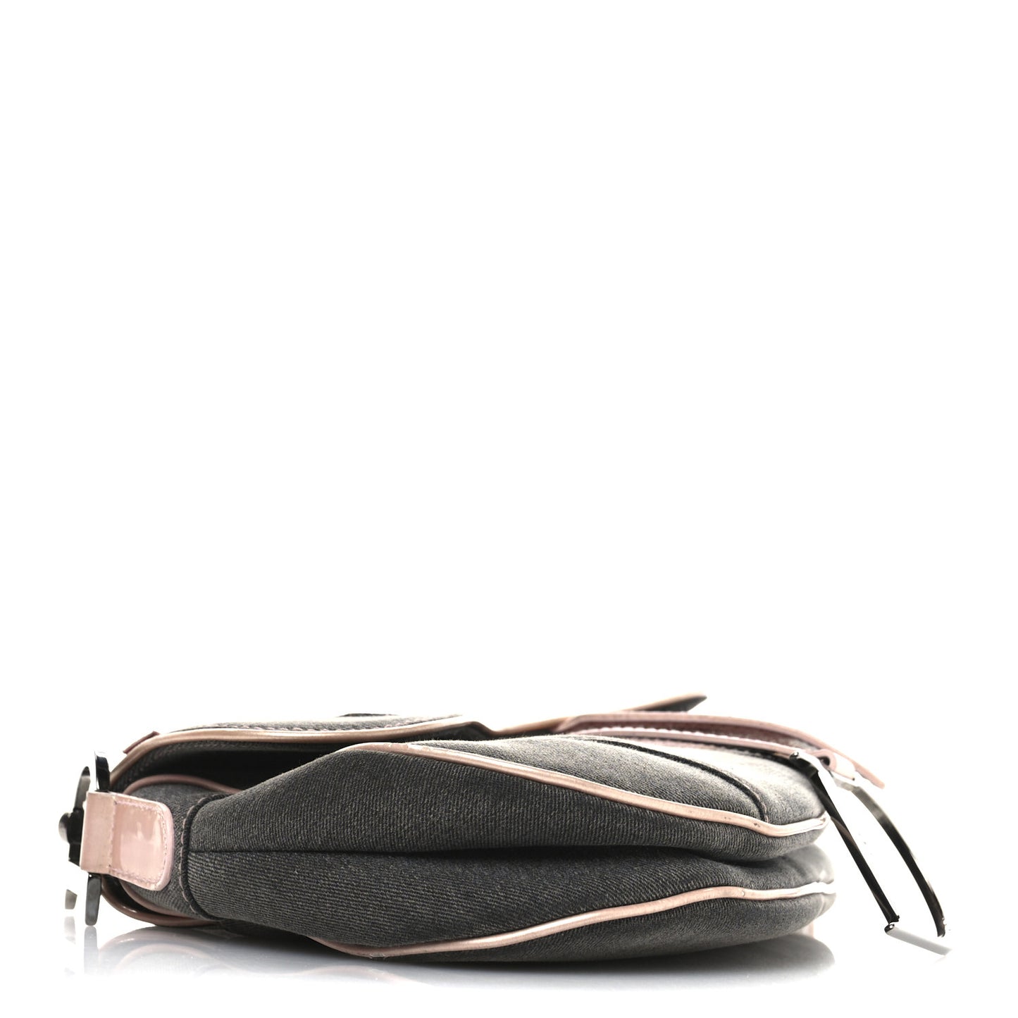 Patent Denim Jeans Saddle Saddle Bag Grey Pink