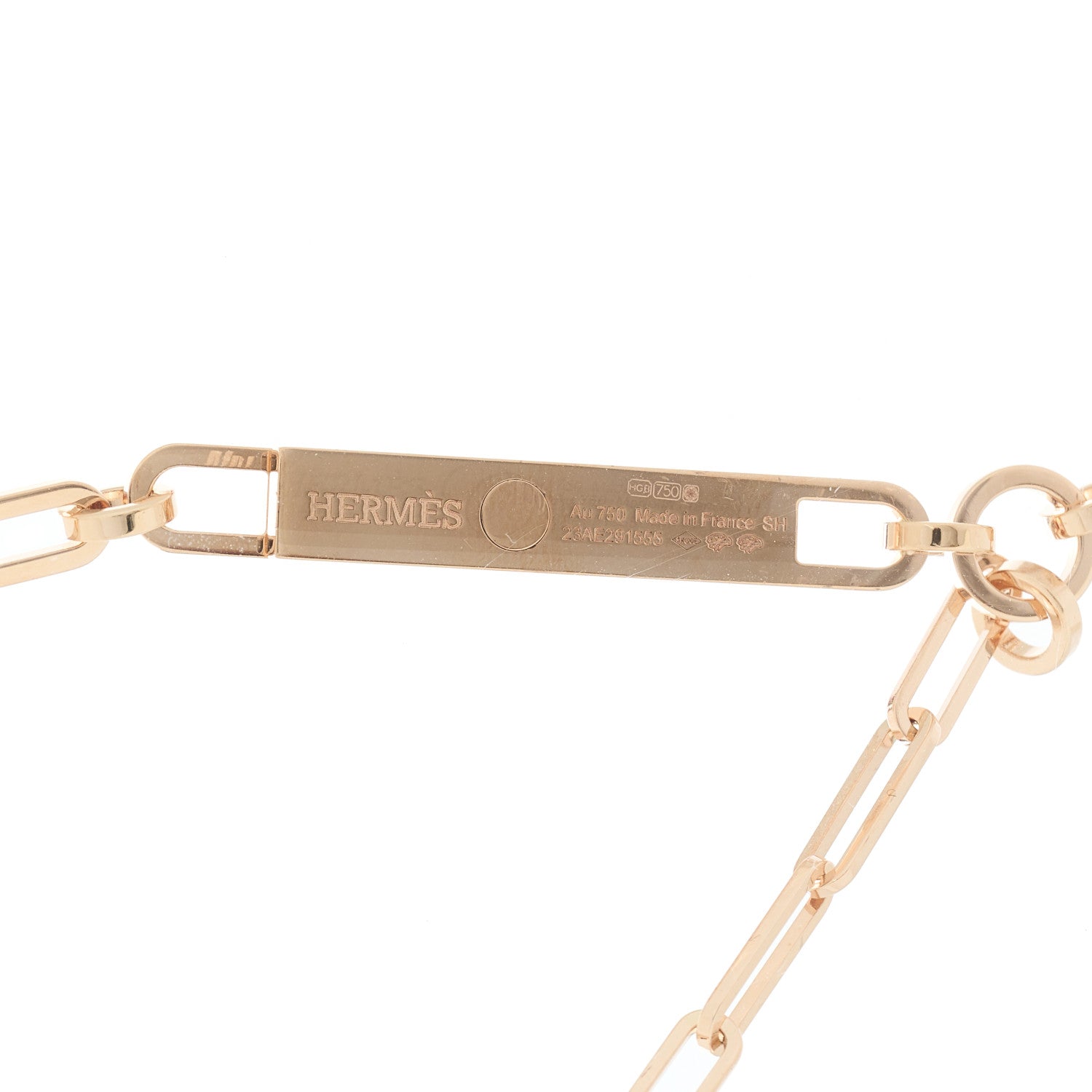 Hermes 18K Rose Gold Diamond Pave PM Kelly Chaine Lariat Necklace SH 3 of 4