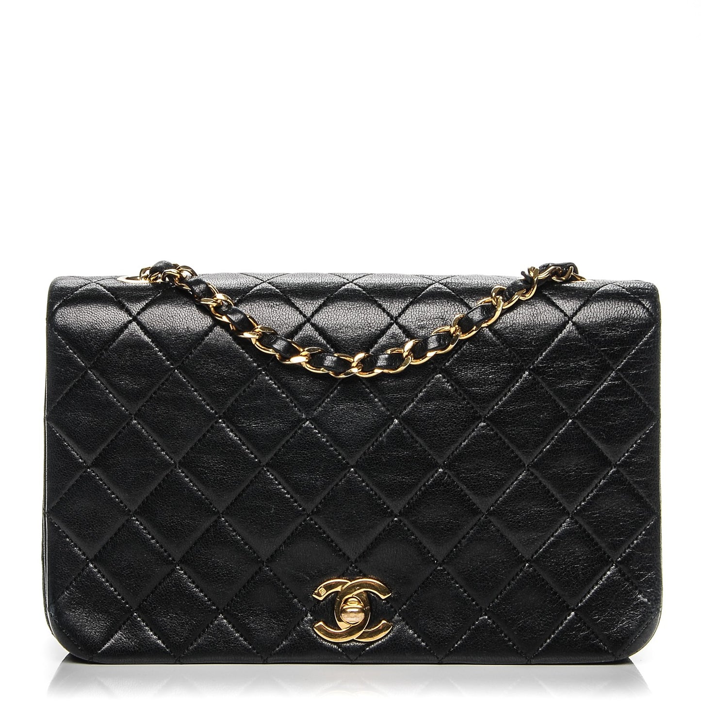 Lambskin Quilted Small Single Flap Black