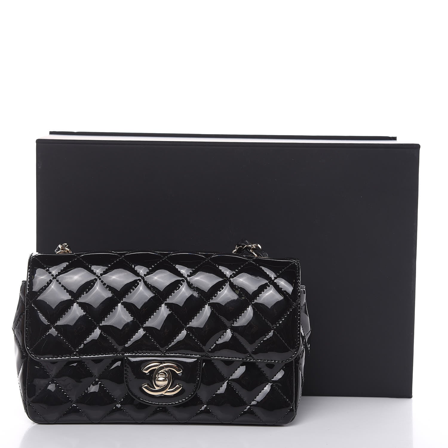Chanel Patent Calfskin Quilted Mini Rectangular Flap Black 10 of 10