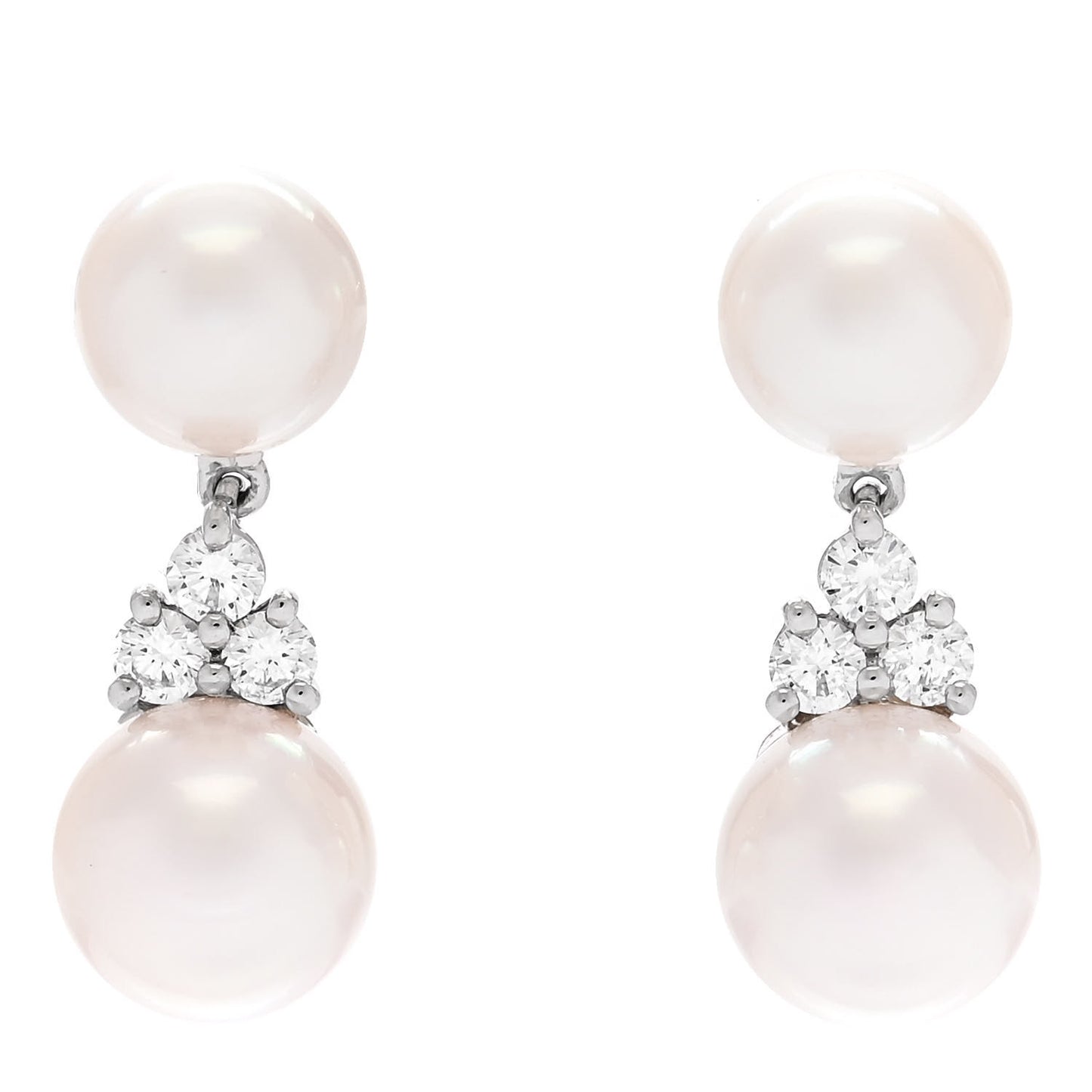 Platinum Diamond Akoya Pearl 7-8mm Aria Drop Earrings