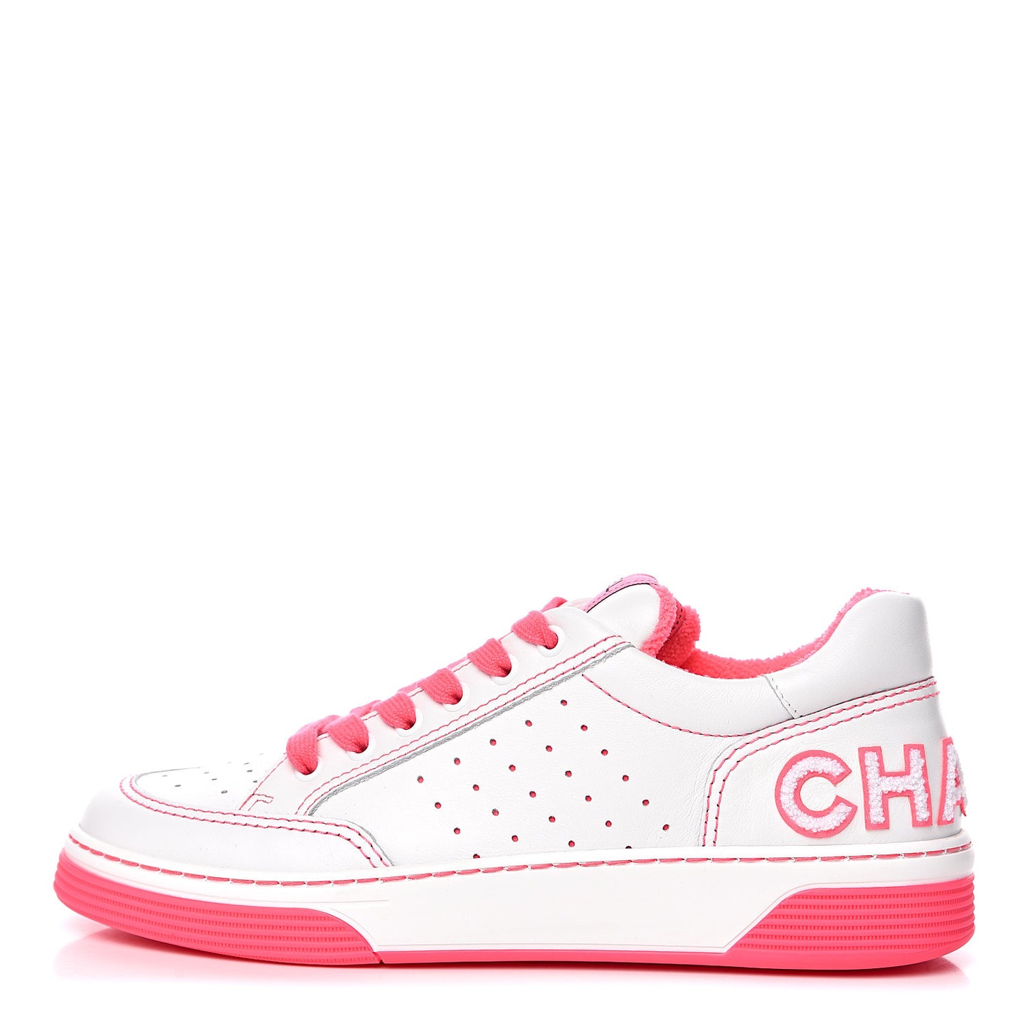 Calfskin Womens Logo Sneakers 39 Fuchsia White
